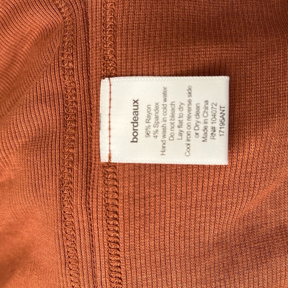 Bordeaux by Anthropologie Rust U Shaped Neck Dolman Sleeved Ribbed Knit Top - Picture 3 of 5